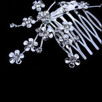 Bridal Bridesmaid Wedding Plum Flower Crystal Rhinestone Hair Comb Tiara Headpiece