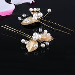 1PCs Wedding Bridal bridesmaid Pearl Gold Leaf Headpiece Hair Pin Hairpin